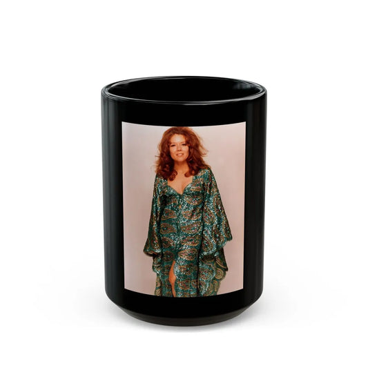 Diana Rigg #48 (Vintage Female Icon) Black Coffee Mug-15oz-Go Mug Yourself