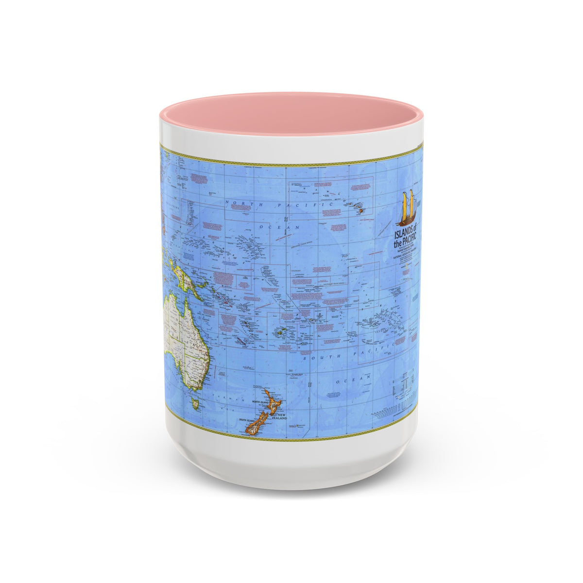 Pacific - Islands of the (1974) (Map) Accent Coffee Mug