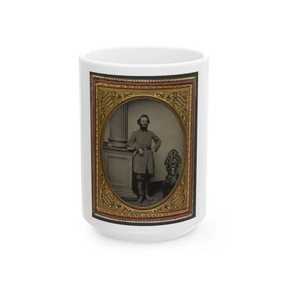 Colonel Felix L. Price Of Co. I, 14th Georgia Infantry Regiment, In Uniform And Cs Buckle With Books (U.S. Civil War) White Coffee Mug-15oz-Go Mug Yourself