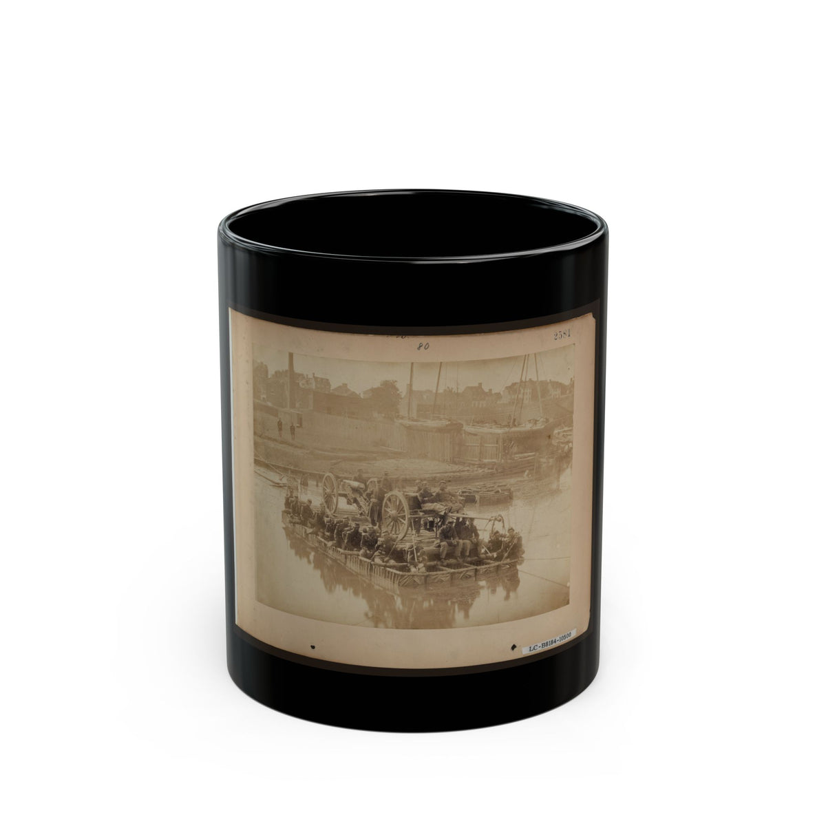 Raft Of Blanket Boats Ferrying Field Artillery And Men Over Potomac River (U.S. Civil War) Black Coffee Mug