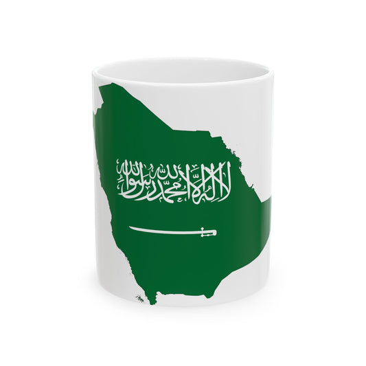 Saudi Arabia-Flagmap (Saudi Arabia) White Coffee Mug-11oz-Go Mug Yourself