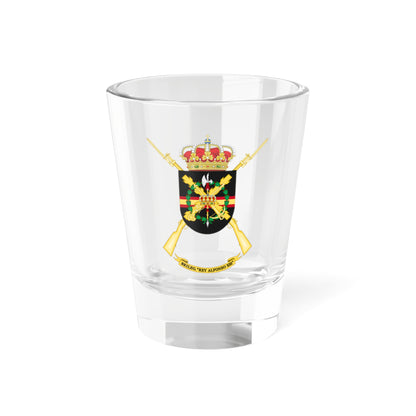 Former Coat of Arms of the 2nd Spanish Legion Brigade King Alfonso XIII Cross of Burgundy (Spain) (Coat of Arms) Shot Glass 1.5oz