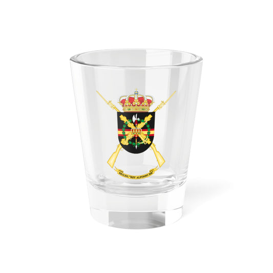 Former Coat of Arms of the 2nd Spanish Legion Brigade King Alfonso XIII Cross of Burgundy (Spain) (Coat of Arms) Shot Glass 1.5oz