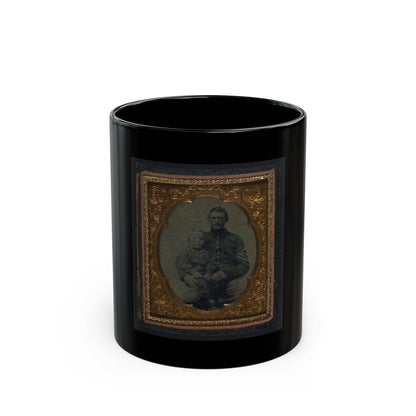 Unidentified Soldier In Union First Sergeant's Uniform With Small Child On Lap (U.S. Civil War) Black Coffee Mug