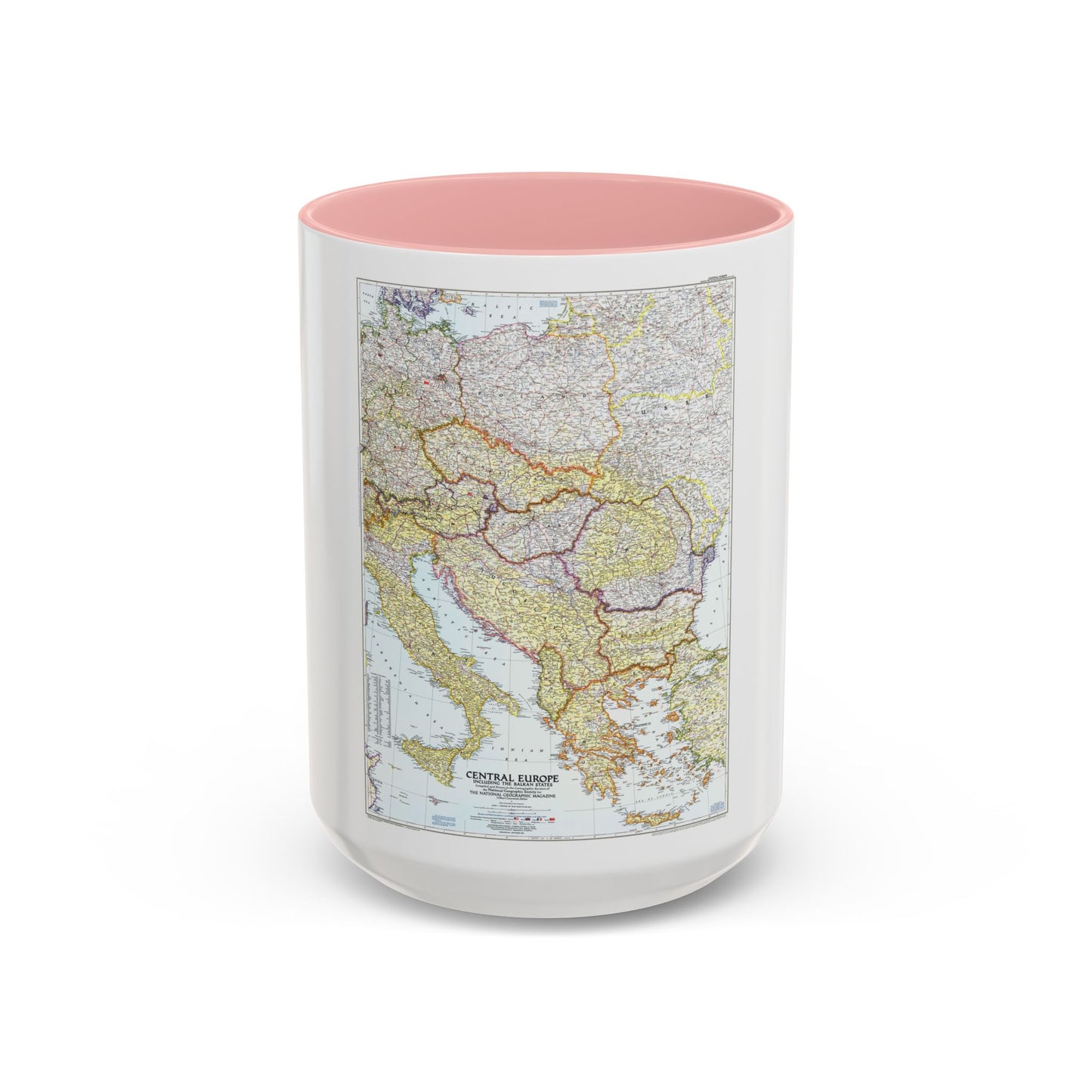 Europe - Central & the Balkan States (1951) (Map) Accent Coffee Mug