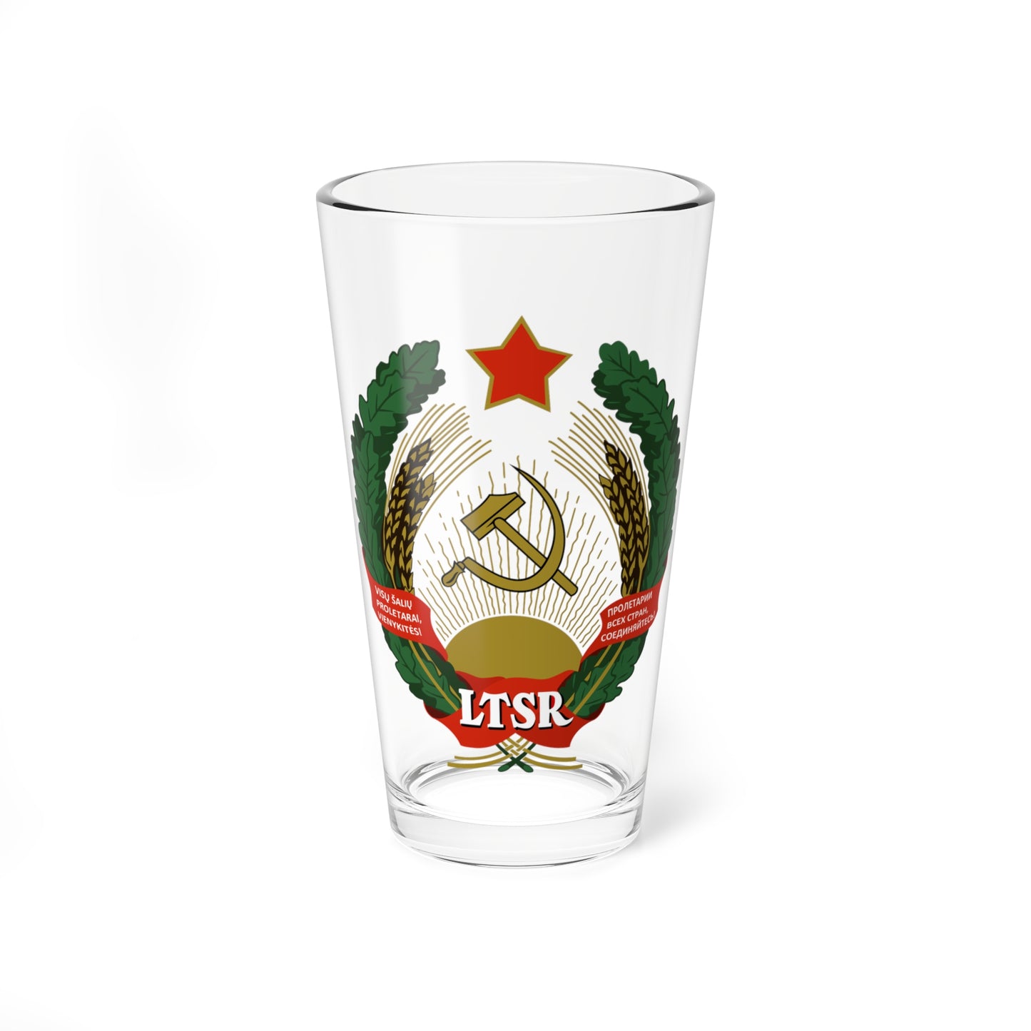 Emblem of Lithuanian SSR early version (Lithuania) (Coat of Arms) Pint Glass 16oz