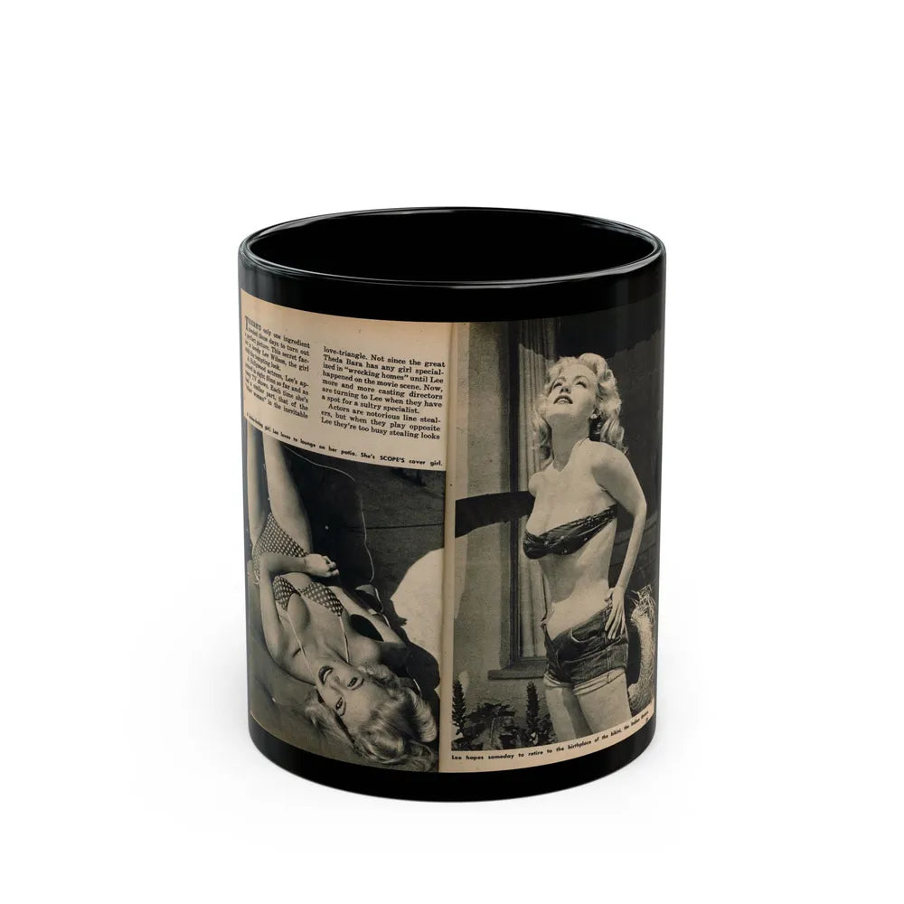 Lee Wilson #16 - Pages 2 & 3 of 4 Featuring, Lee+2 B&W Photos & Captions from PICTURE SCOPE Digest Mag. November '55 (Vintage Female Icon) Black Coffee Mug-11oz-Go Mug Yourself