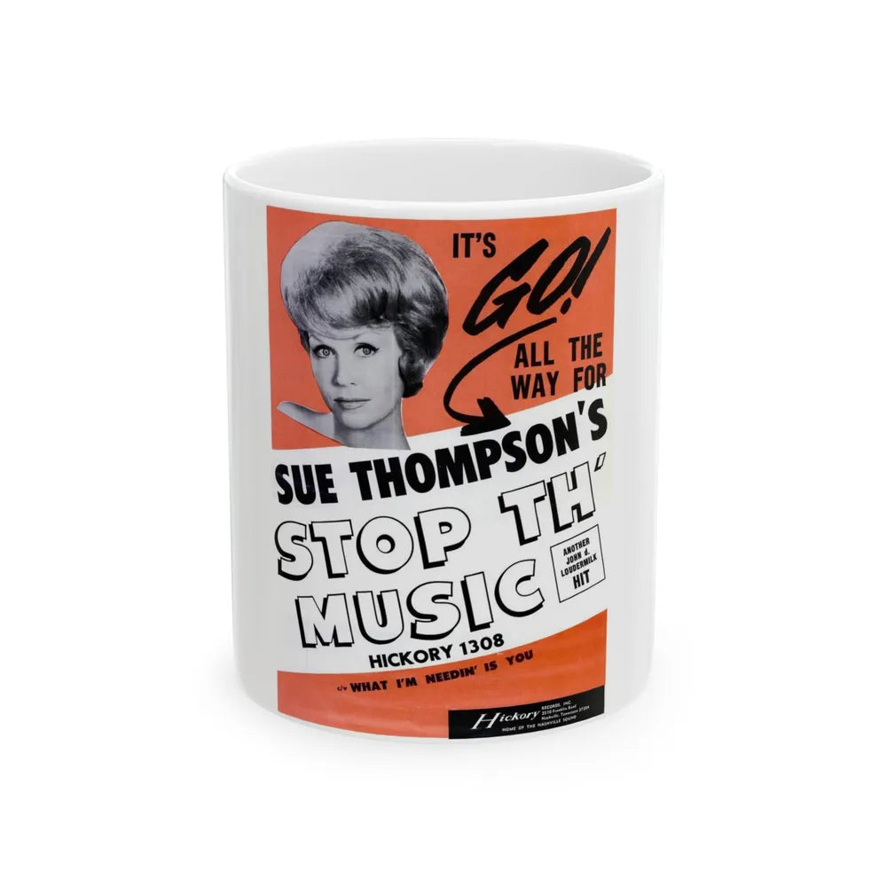 Sue Thompson 1965 (Music Poster) White Coffee Mug-11oz-Go Mug Yourself