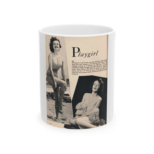 Helene Hayden #01 - 1 Page & 2 B&W Photos from Cover Girls Models Mag. June '54 (Vintage Female Icon) White Coffee Mug-11oz-Go Mug Yourself