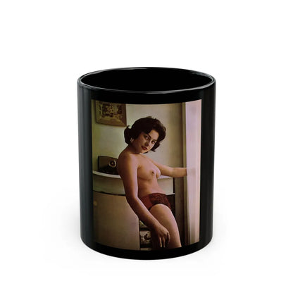 June Palmer #288 - Topless (Vintage Female Icon) Black Coffee Mug-11oz-Go Mug Yourself