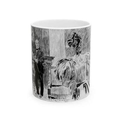 Elegant interior with man and woman - White Coffee Mug-11oz-Go Mug Yourself