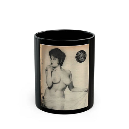 June Palmer #282 - Topless (Vintage Female Icon) Black Coffee Mug-11oz-Go Mug Yourself