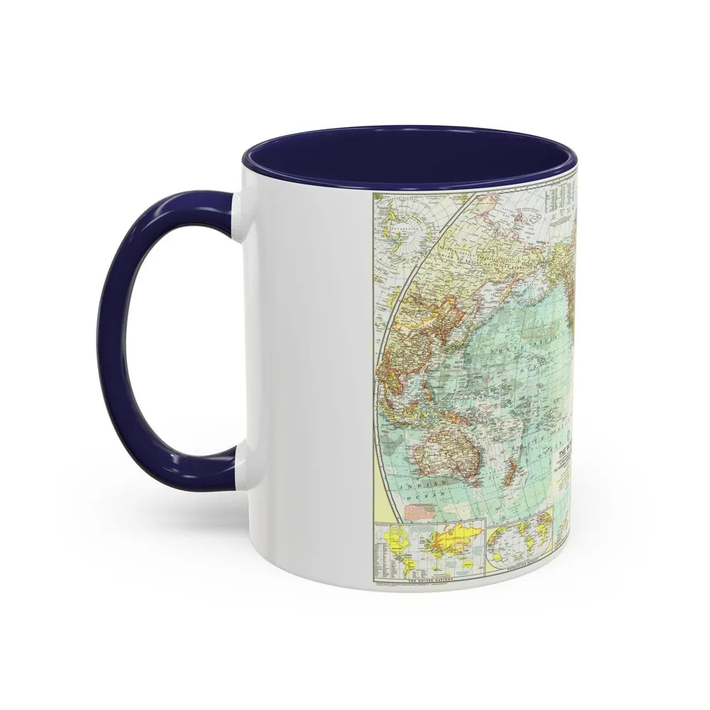 World Map (1957) (Map) Accent Coffee Mug-Go Mug Yourself