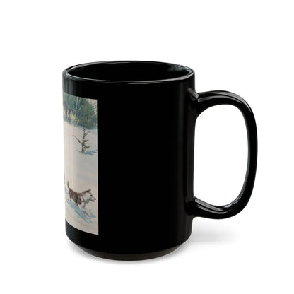 Dogsled Fun, calendar illustration - Black Coffee Mug-Go Mug Yourself