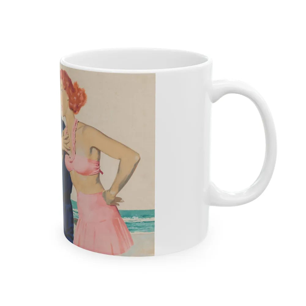 Couple and Cop, probable magazine illustration - White Coffee Mug-Go Mug Yourself