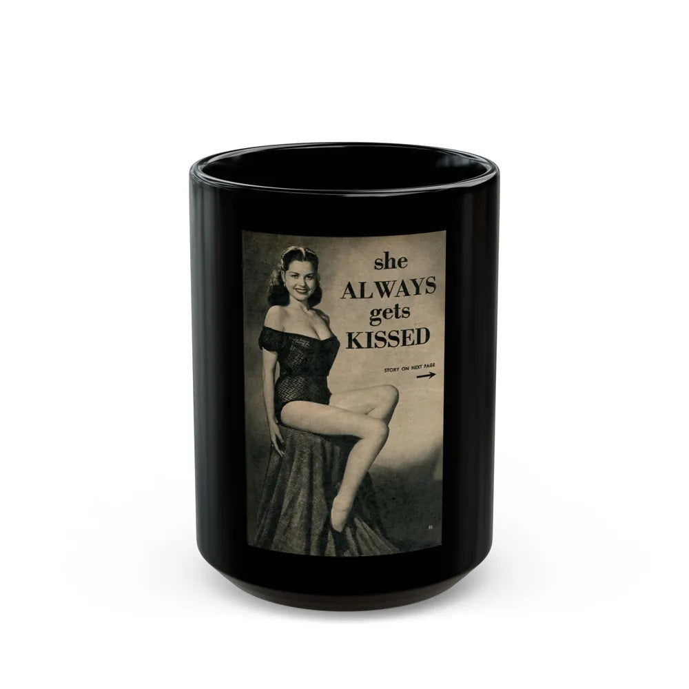 Jeanne Carmen #323 - Page 85 Page 1 of 5 with B&W Pin-Up Pic from PHOTO Digest Mag. Sept. '53 (Vintage Female Icon) Black Coffee Mug-15oz-Go Mug Yourself