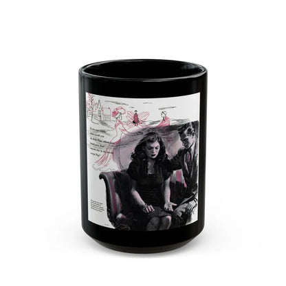 Double Engagement, Woman's Day, January 1947 - Black Coffee Mug-15oz-Go Mug Yourself