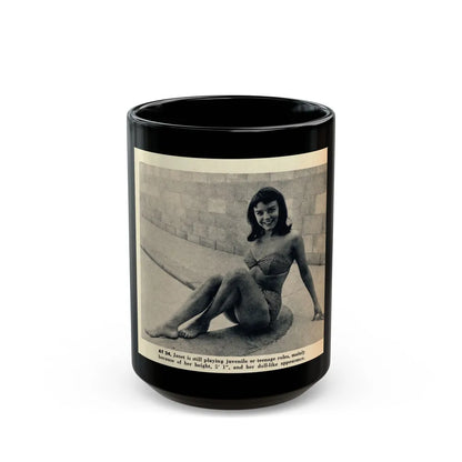 Janet Munro #34 8x10 Late 50's Magazine Page Pin-Up with Caption from Article (Vintage Female Icon) Black Coffee Mug-15oz-Go Mug Yourself