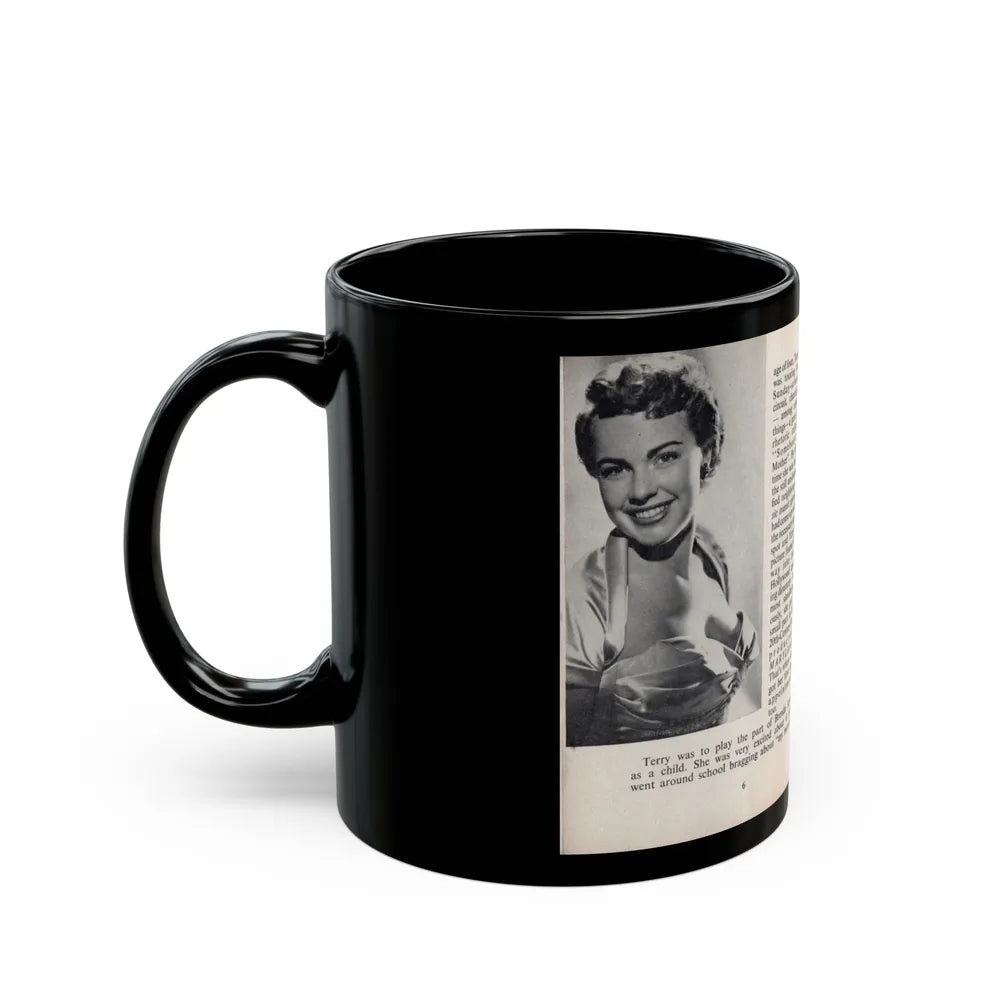 Terry Moore #438 - 66 PHOTOGRAPHS OF Terry MOORE U.K. Pocket Mag. Pages 6 & 7 (Vintage Female Icon) Black Coffee Mug-Go Mug Yourself