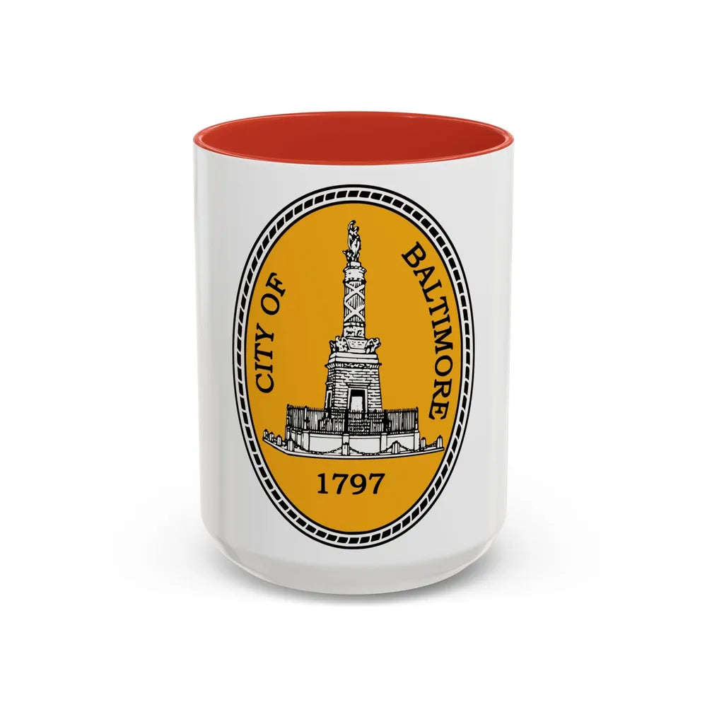 Seal of Baltimore Maryland - Accent Coffee Mug-15oz-Red-Go Mug Yourself