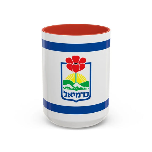 Flag of Karmiel Israel - Accent Coffee Mug-15oz-Red-Go Mug Yourself