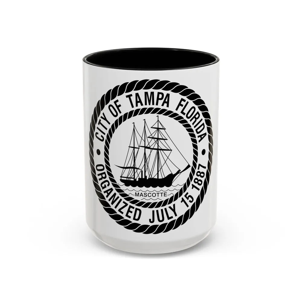 Seal of Tampa Florida - Accent Coffee Mug-15oz-Black-Go Mug Yourself