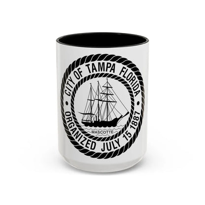 Seal of Tampa Florida - Accent Coffee Mug-15oz-Black-Go Mug Yourself