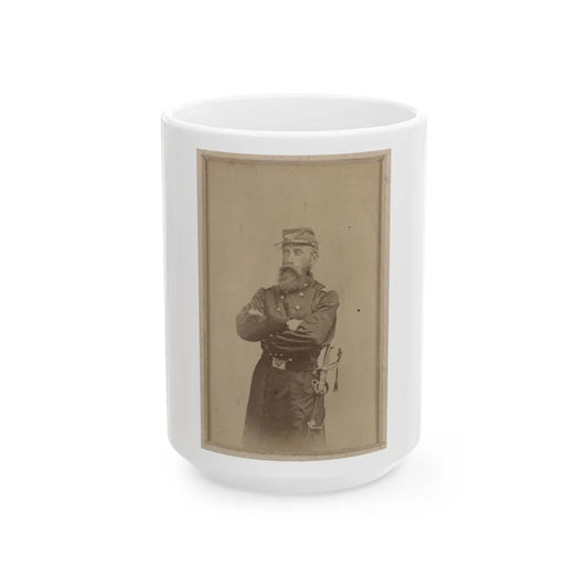 Colonel Francis L. Lee Of 4th Massachusetts Infantry Battalion And 44th Massachusetts Infantry Regiment In Uniform With Sword (U.S. Civil War) White Coffee Mug-15oz-Go Mug Yourself