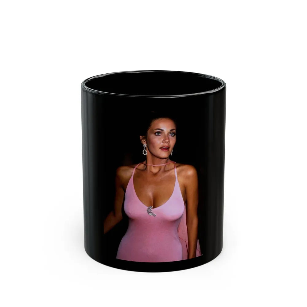 Lynda Carter #202.1 (Vintage Female Icon) Black Coffee Mug-11oz-Go Mug Yourself