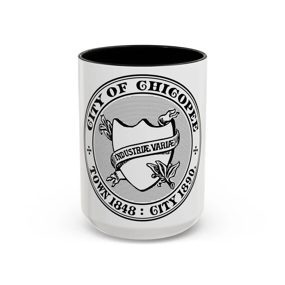 Seal of Chicopee Massachusetts - Accent Coffee Mug-15oz-Black-Go Mug Yourself