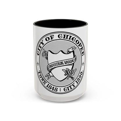 Seal of Chicopee Massachusetts - Accent Coffee Mug-15oz-Black-Go Mug Yourself