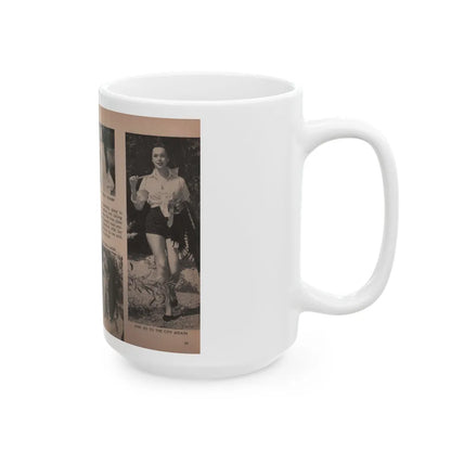 Dawn Richard #36 - [Pages 54 & 55] Including Pages 5 & 6 of 6 with, 2 B&W Photos+Captions from People Today Pocket Mag. Nov. '57 (Vintage Female Icon) White Coffee Mug-Go Mug Yourself