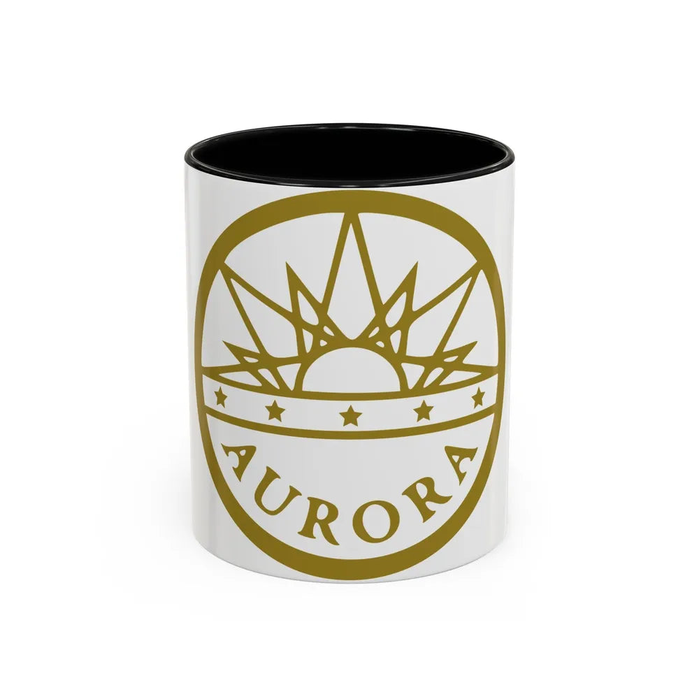 Seal of Aurora Colorado - Accent Coffee Mug-11oz-Black-Go Mug Yourself