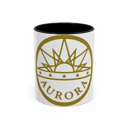 Seal of Aurora Colorado - Accent Coffee Mug-11oz-Black-Go Mug Yourself