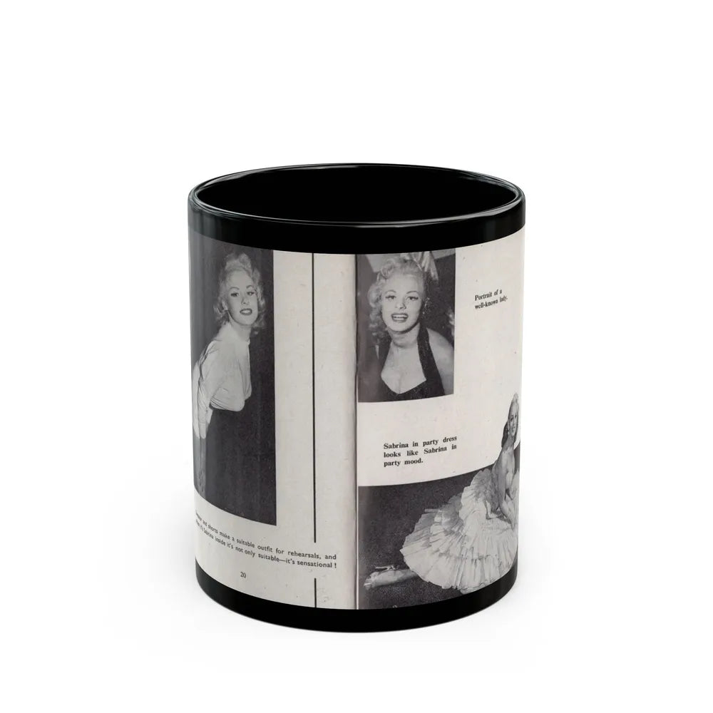 Norma Sykes #145 - 66 PHOTOGRAPHS OF Sabrina U.K. Pocket Mag. Pages 20 & 21 (Vintage Female Icon) Black Coffee Mug-11oz-Go Mug Yourself