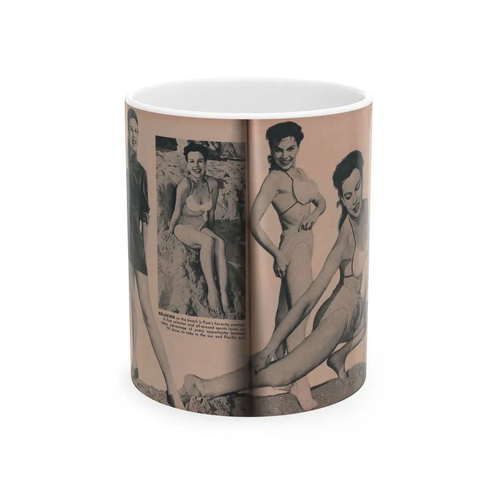 Pamela Duncan #27 - PHOTO Digest Mag. March '55 - 4 B&W Photos (Vintage Female Icon) White Coffee Mug-11oz-Go Mug Yourself