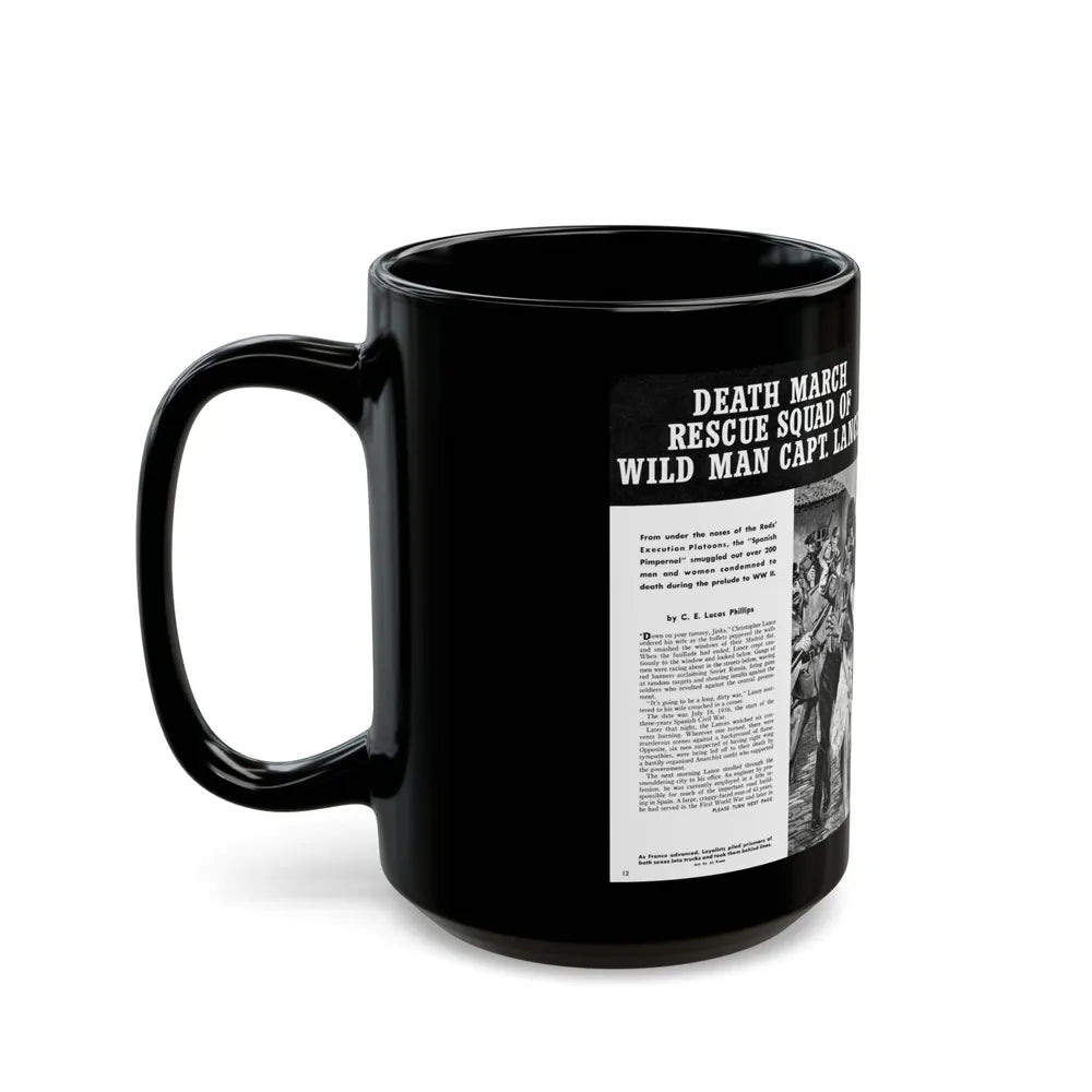 Death March Rescue Squad of Wild Man Capt. Lance, For Men Only, March 1961 - Black Coffee Mug-Go Mug Yourself