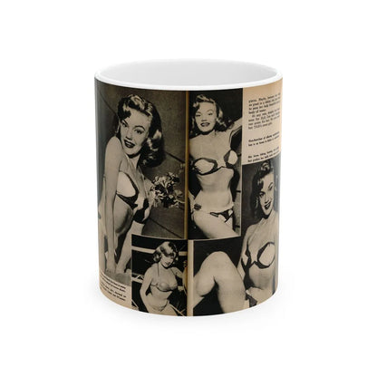 Lee Wilson #12 - Pages 3 & 4 of 5 Featuring, Lee+4 B&W Photos & Captions from TAB Digest Mag. October '54 (Vintage Female Icon) White Coffee Mug-11oz-Go Mug Yourself