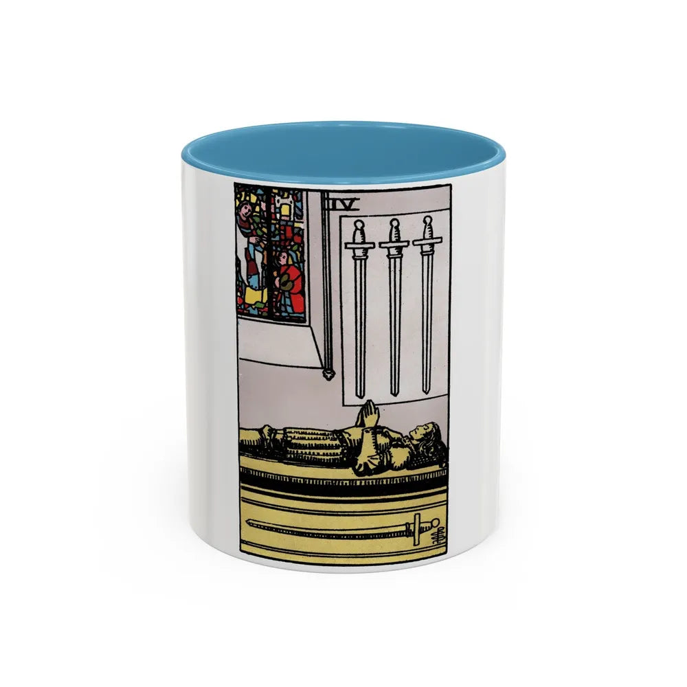 The 4 of Swords (Tarot Card) Accent Coffee Mug-11oz-Light Blue-Go Mug Yourself