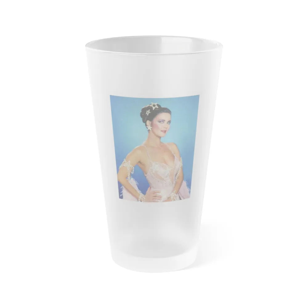 Lynda Carter #166 (Vintage Female Icon) Frosted Pint 16oz-16oz-Frosted-Go Mug Yourself