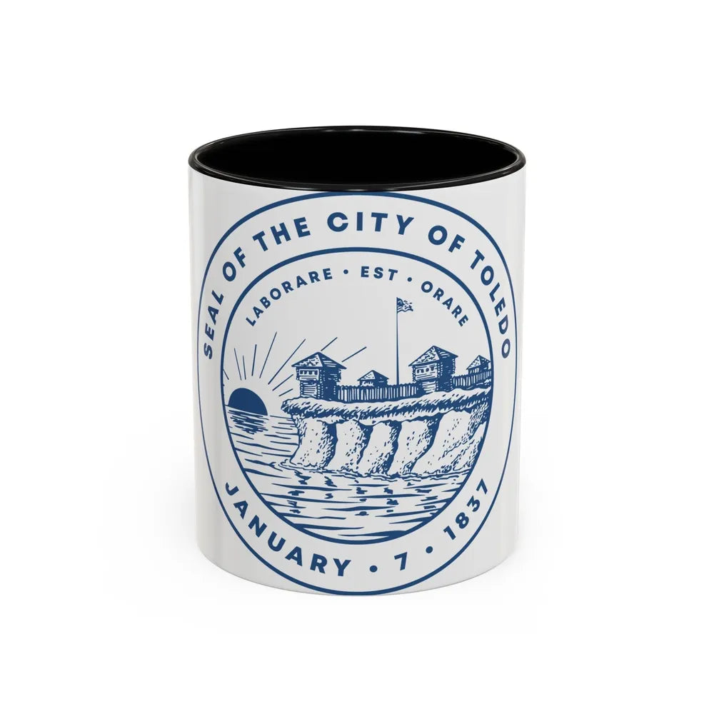 Seal of Toledo Ohio - Accent Coffee Mug-11oz-Black-Go Mug Yourself