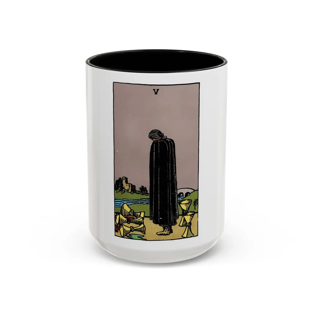 The 5 of Cups (Tarot Card) Accent Coffee Mug-15oz-Black-Go Mug Yourself