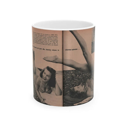 Penny Duncan #33 - [Pages 36 & 37] Pages 2 & 3 of 8 with, Penny+2 Pages 3 B&W Photos, Captions & Paragraph from EYE Digest Mag. March '54 (Vintage Female Icon) White Coffee Mug-11oz-Go Mug Yourself