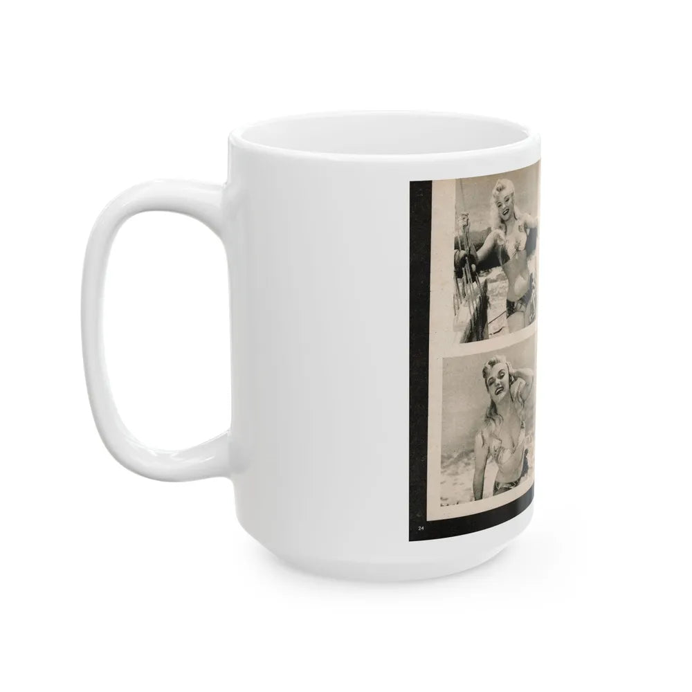 Lee Wilson #09 - Pages 4 & 5 of 7 Featuring, Lee+3 B&W Photos & Caption from PHOTO Digest Mag. November '53 (Vintage Female Icon) White Coffee Mug-Go Mug Yourself