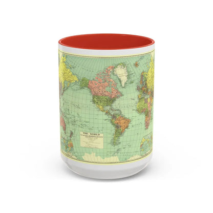 World Map (1932) (Map) Accent Coffee Mug-15oz-Red-Go Mug Yourself