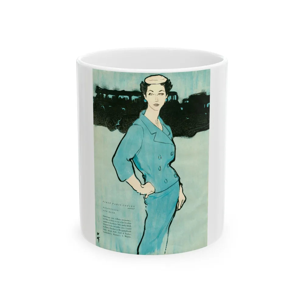 Balensiaga - New Blue, Vogue Illustrations, 1954 - White Coffee Mug-11oz-Go Mug Yourself