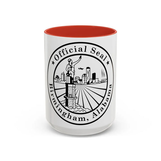 Seal of Birmingham Alabama - Accent Coffee Mug-15oz-Red-Go Mug Yourself