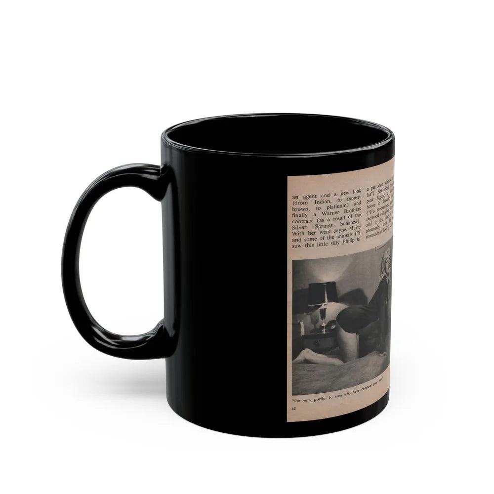 Jayne Mansfield #301 - JAYNE Pocket Magazine Pages 46 & 47 (Vintage Female Icon) Black Coffee Mug-Go Mug Yourself