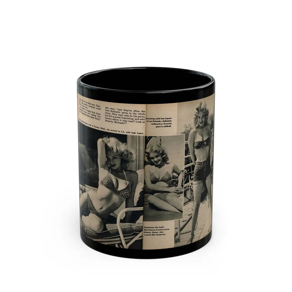 Lee Wilson #15 - Pages 1 & 2 of 4 Featuring, Lee+3 B&W Photos & Captions from PICTURE SCOPE Digest Mag. November '55 (Vintage Female Icon) Black Coffee Mug-11oz-Go Mug Yourself