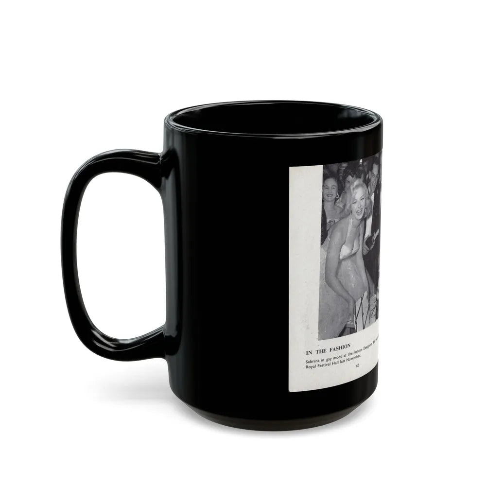 Norma Sykes #166 - 66 PHOTOGRAPHS OF Sabrina U.K. Pocket Mag. Pages 62 & 63 (Vintage Female Icon) Black Coffee Mug-Go Mug Yourself